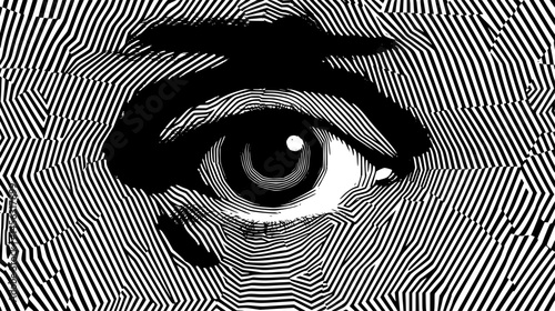 Hexagon Maze With Hidden Eye, vector graphic