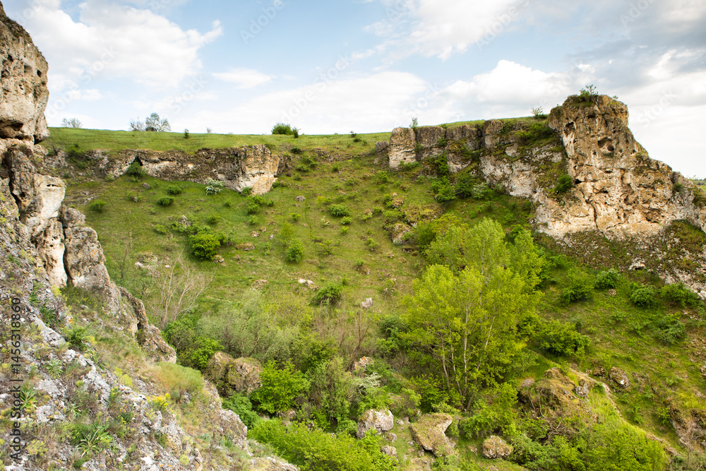 Republic of Moldova Summer Landscape with Village and Fields. Pastoral Scenery and Peaceful Nature Scene in Moldova.