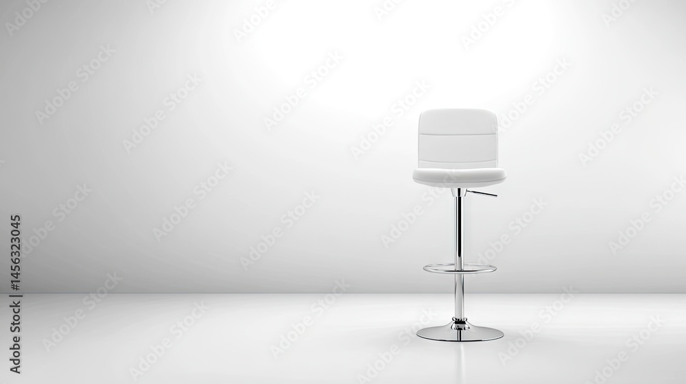 Solitary white bar stool in a minimalist setting. Solitary white bar stool in a minimalist setting.