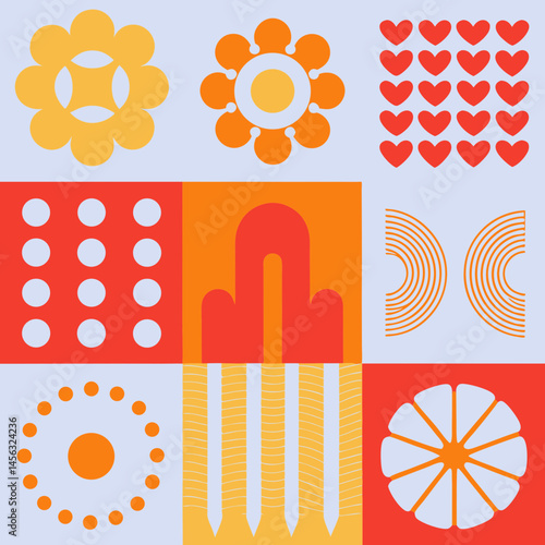 Wallpaper Mural Vector set of brutalist geometric shapes. Naive playful shapes.Abstract minimalist figures, stars, flowes.Vector Torontodigital.ca