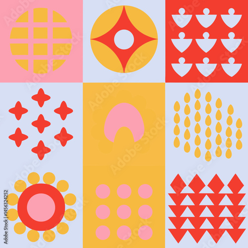 Wallpaper Mural Vector set of brutalist geometric shapes. Naive playful shapes.Abstract minimalist figures, stars, flowes.Vector Torontodigital.ca