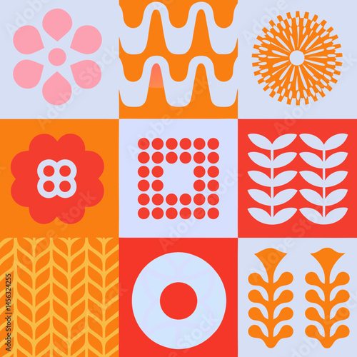 Wallpaper Mural Vector set of brutalist geometric shapes. Naive playful shapes.Abstract minimalist figures, stars, flowes.Vector Torontodigital.ca