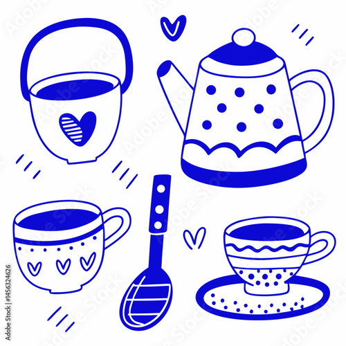 Wallpaper Mural 	
Set collections Japanese Teapot black silhouette icon symbol. Japan teacup design vector Illustration Torontodigital.ca