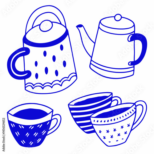 Wallpaper Mural 	
Set collections Japanese Teapot black silhouette icon symbol. Japan teacup design vector Illustration Torontodigital.ca