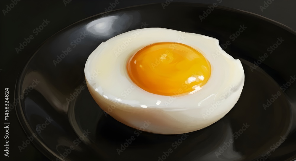 Hard Boiled Egg Cut in Half on a Black Plate | Close Up Food Photography for Nutrition and Healthy Eating Concepts Hard Boiled Egg Cut in Half on a Black Plate | Close Up Food Photography for Nutrition and Healthy Eating Concepts