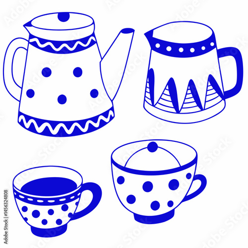 Wallpaper Mural 	
Set collections Japanese Teapot black silhouette icon symbol. Japan teacup design vector Illustration Torontodigital.ca