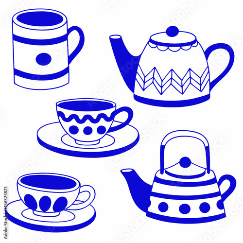 Wallpaper Mural 	
Set collections Japanese Teapot black silhouette icon symbol. Japan teacup design vector Illustration Torontodigital.ca
