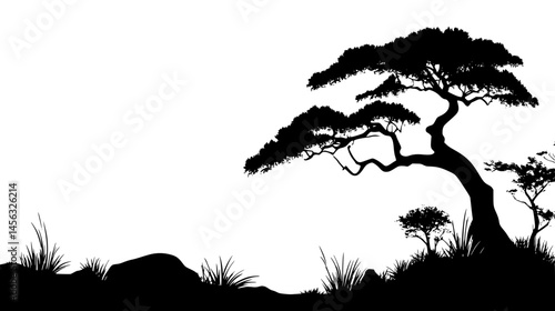 Ancient Trees Standing Sentinel, vector illustration art