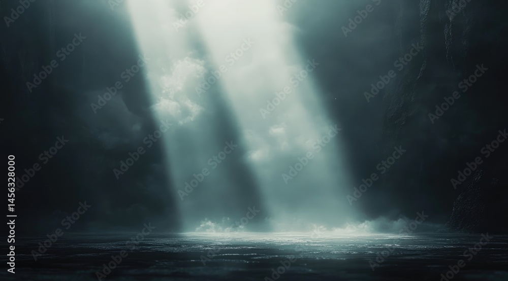 Mystical cave illuminated by light shafts Mystical cave illuminated by light shafts