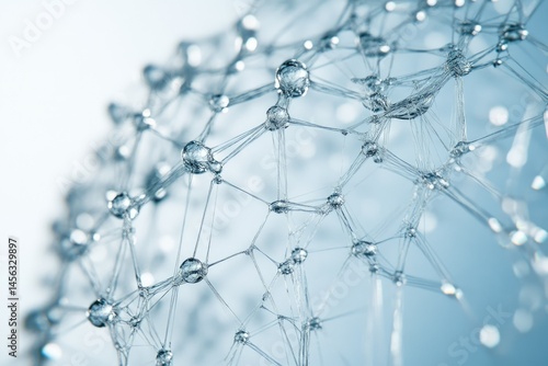 Intricate network of interconnected water droplets, creating a complex and delicate structure.