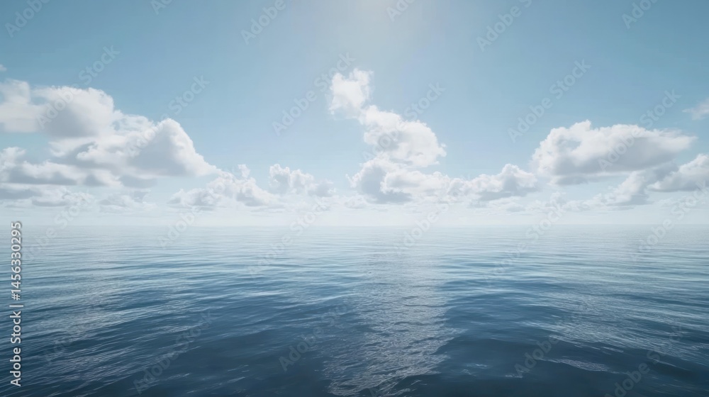 Fototapeta premium Tranquil Ocean Scene: Serene Waters Under a Bright Sky