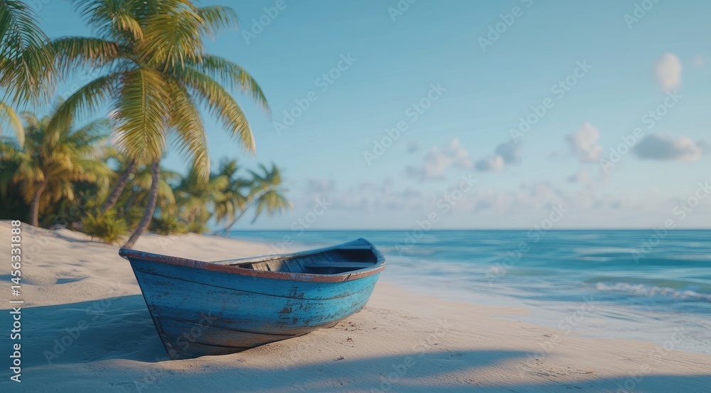 Tranquil beach scene with old boat Tranquil beach scene with old boat