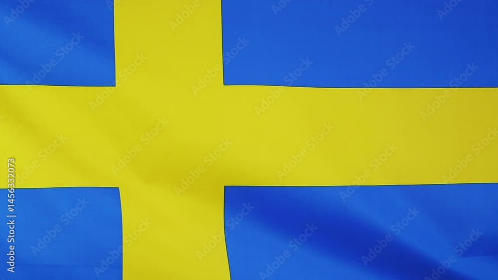 National flag of Sweden moving in the wind National flag of Sweden moving in the wind