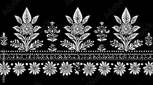Patterned Shawl With Stitched Designs, vector illustration art