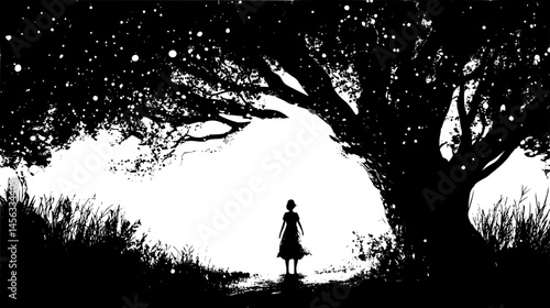 Portal Between Worlds With Ethereal Light, vector illustration art