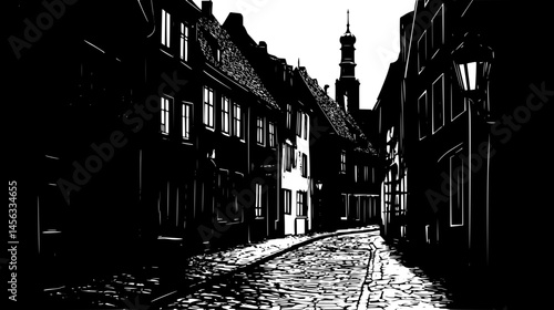 Quiet Roofs Above Narrow Streets, vector illustration art