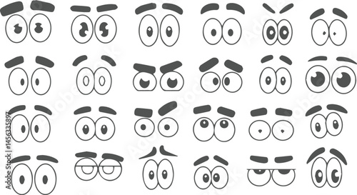 Variety of cartoon eyes set showing different expressions and emotions