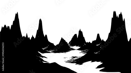 Strange Land With Sharp Ridges, vector illustration art