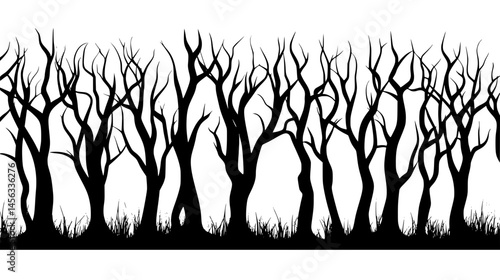 Strange Shapes Among Thick Woods, vector illustration art