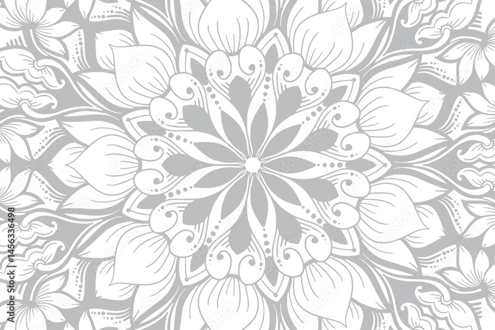 Fototapeta premium Vintage style gray floral texture card background