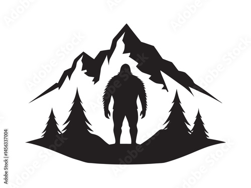 Bigfoot Silhouette in Majestic Mountain Landscape
