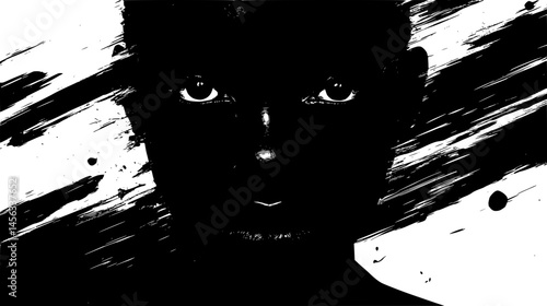 Unsettling Portrait With Shifting Eyes, vector illustration art