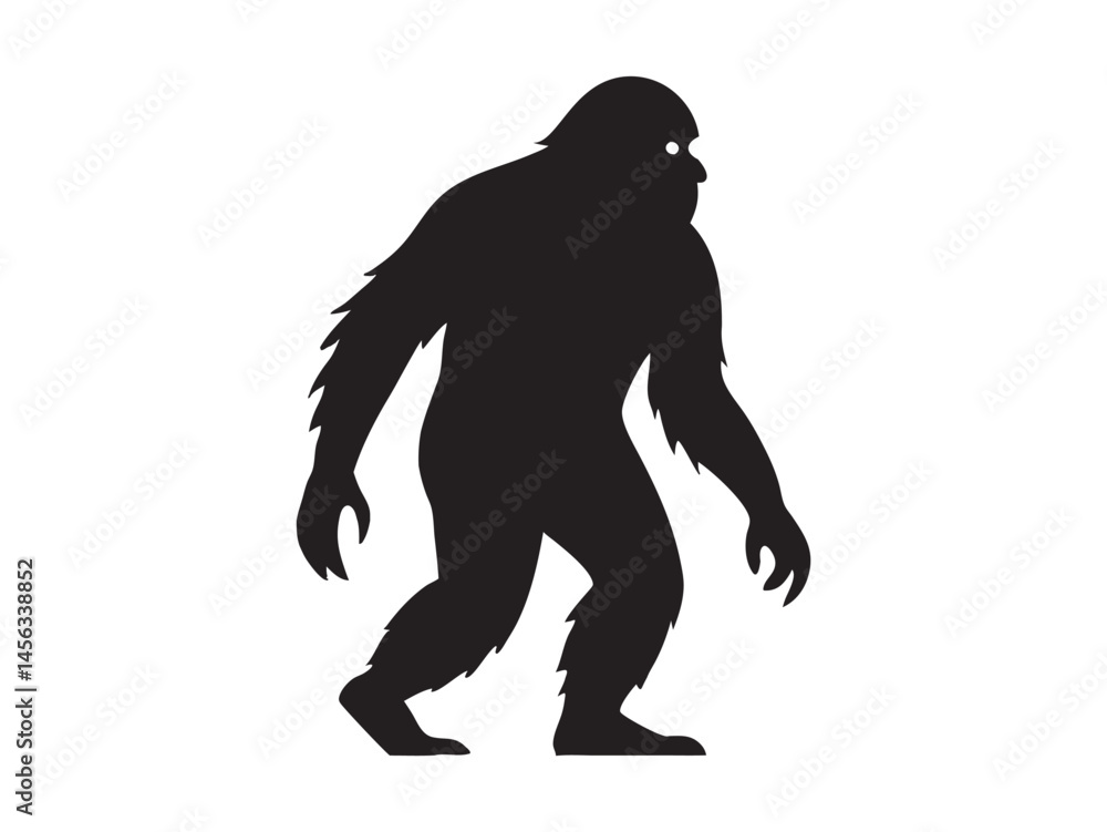 Bigfoot with X Mark on Chest Silhouette Bigfoot with X Mark on Chest Silhouette