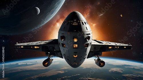 Wallpaper Mural space shuttle on the moon, ai generated Torontodigital.ca