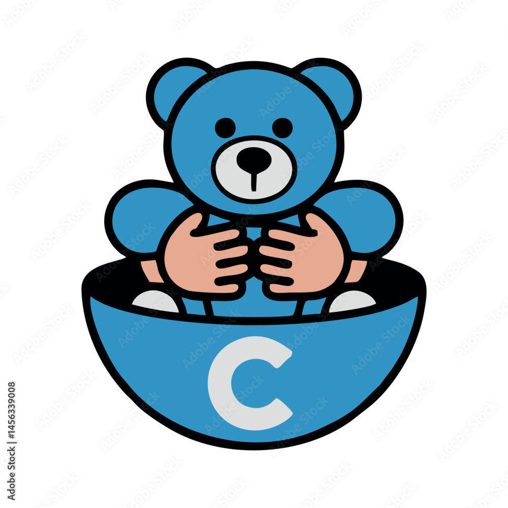 Obraz premium A cute and fluffy teddy bear sitting on a soft surface, perfect for children’s bedrooms, gifts, and romantic occasions. This adorable stuffed toy symbolizes love, warmth, and childhood memories.