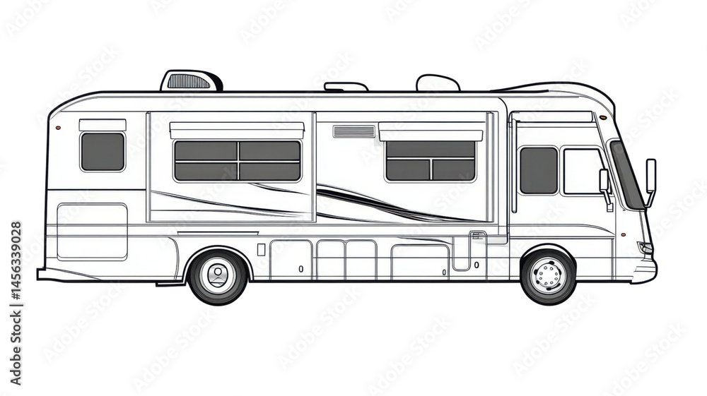 Naklejka premium Classic White and Black School Bus Illustration Isolated on Clean White Background
