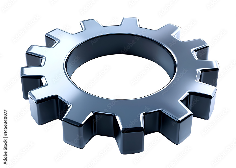 3D Render of Settings Gear on Transparent Background