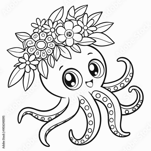 Cute Octopus Coloring Page For Relaxation And Meditation	