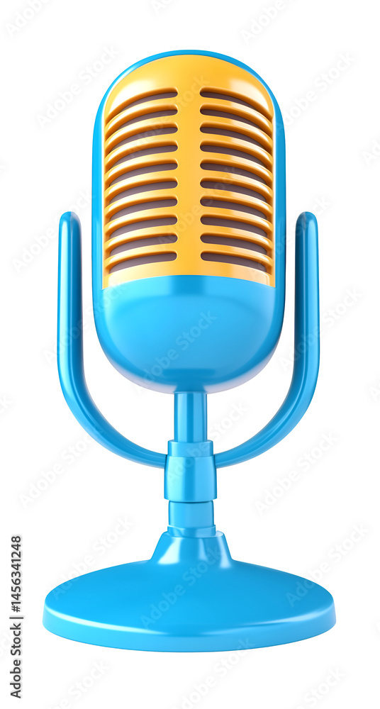 3D Render of Microphone on Transparent Background