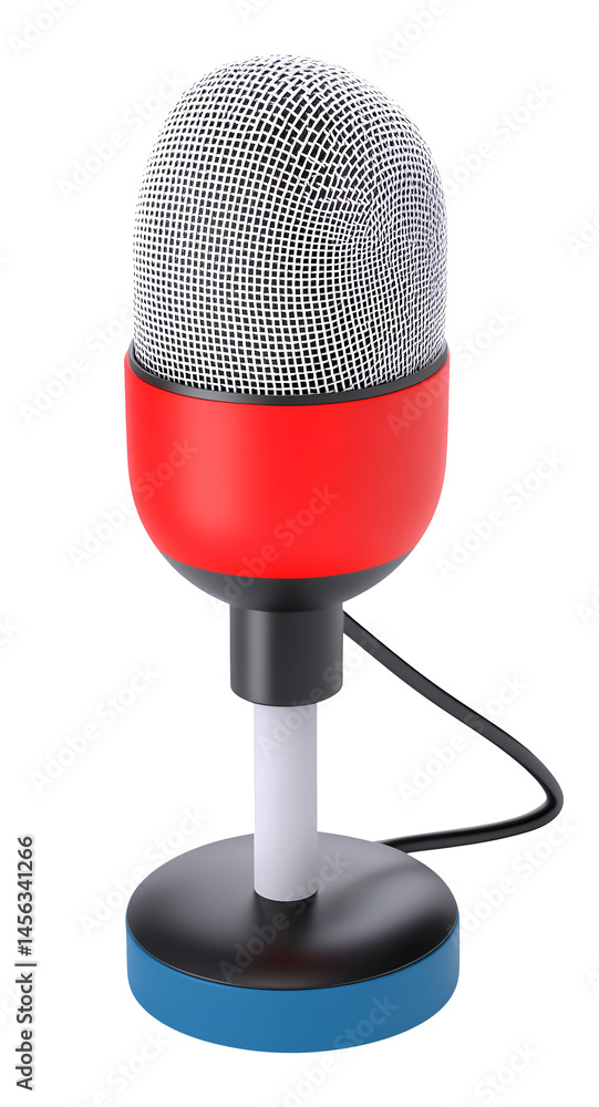 3D Render of Microphone on Transparent Background