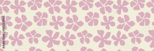 Obraz na płótnie Floral modern seamless pattern. Cute botanical shapes, random childish doodle cutouts of blossom flowers, and decorative abstract art vector illustration. Pink flower background w salonie