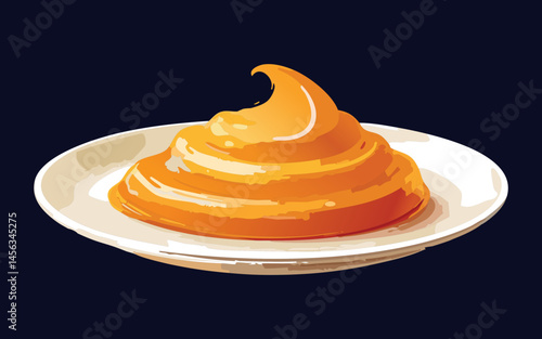 orange sauce on a plate - vector illustration