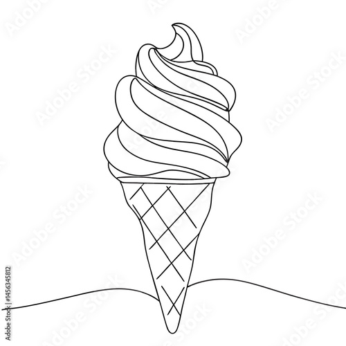 Outline of Ice Cream Cone Design in Minimalist Style  