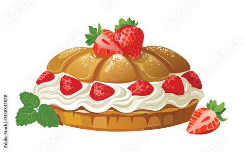 Cream Cheese Strawberry Bread Filling - Vector Illustration