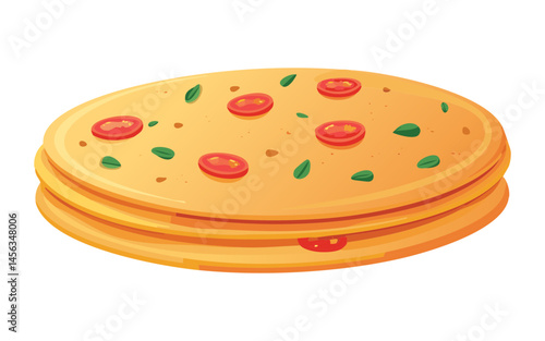 stack of tortillas with tomato topping - vector illustration
