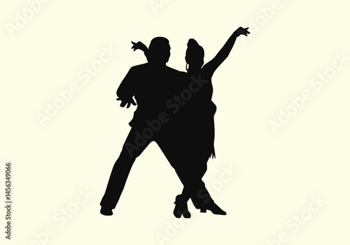 People dancing vector icon. Beautiful set of dancing couples in silhouette black style illustrations isolated on white. Concept of dancing classes, jazz, classic dance. Dancing classes, retro theater 