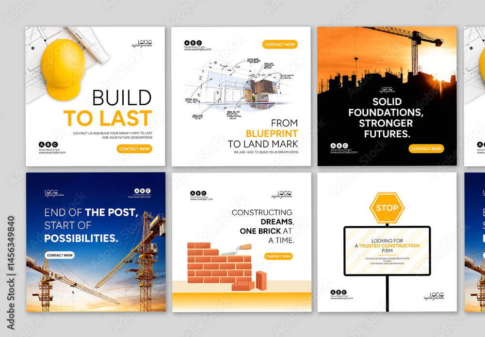 Construction Firm Social Media Post Stock Template | Adobe Stock