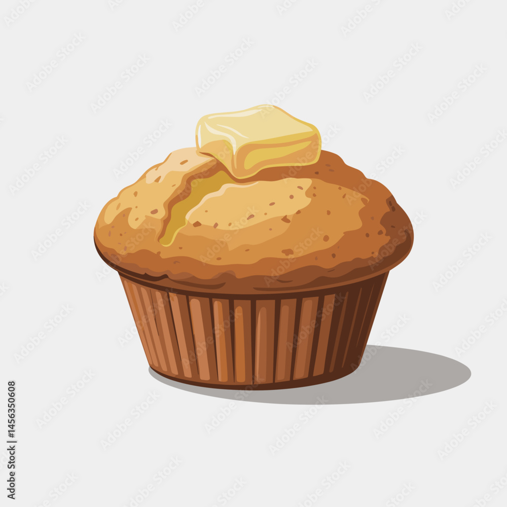 Golden Cornbread Muffin with Melting Butter Golden Cornbread Muffin with Melting Butter