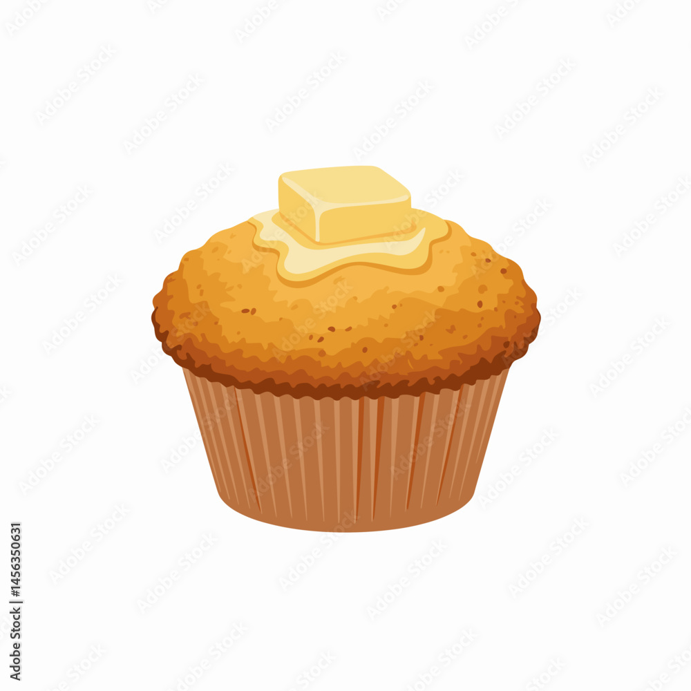 Golden Cornbread Muffin with Melting Butter Golden Cornbread Muffin with Melting Butter