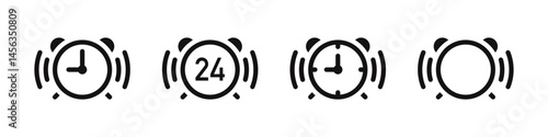 Alarm clock icons set. Wake Up Time. Vector illustration.