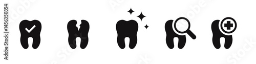 Tooth icons set. Dental symbol. Vector illustration.