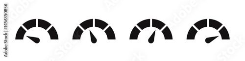 Speedometer icons set. Speed indicator, Internet or car speed. Performance concept.