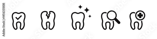 Tooth icons set. Dental symbol. Vector illustration.