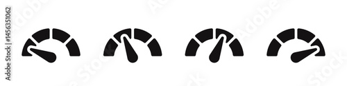 Speedometer icons set. Speed indicator, Internet or car speed. Performance concept.