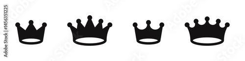 Crown icons set. Royal crown symbol collection. Vector illustration.