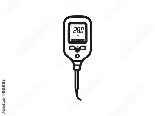 soil pH tester tool in simple line art vector